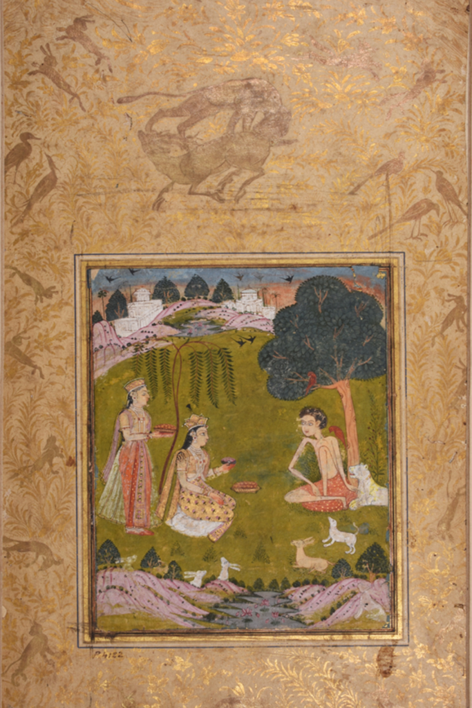 A Man receiving food from a Begum (Laila-Majnu)